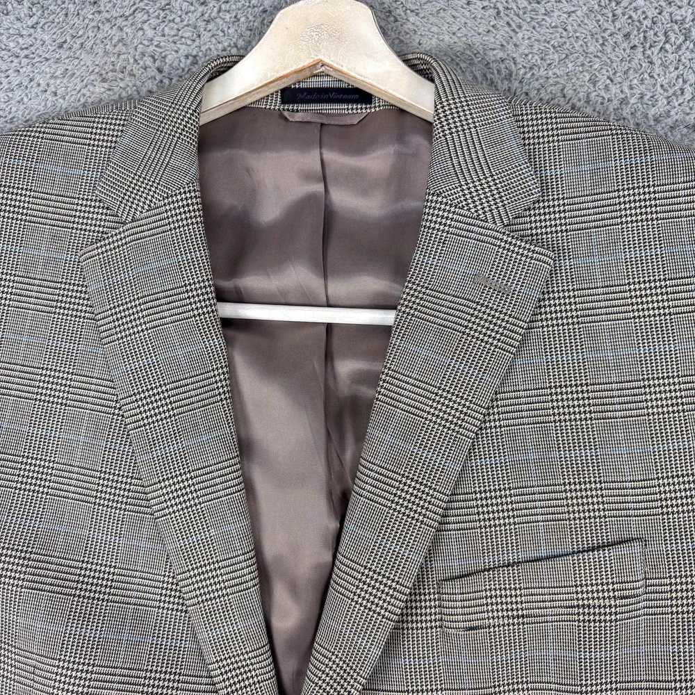 Lauren Ralph Lauren Blazer Mens 48R Brown Check Plaid Stretch Sport‎ Coat Jacket